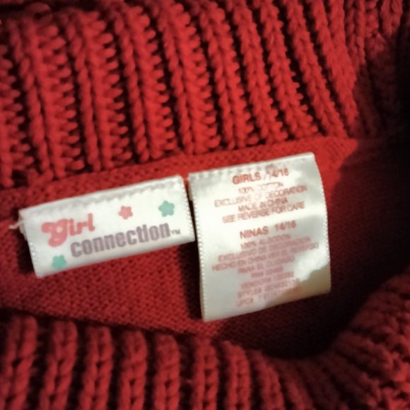 Girl Connection Red Sweater Dress Sequins Long Sleeve Turtle Neck Size 7/8 - Picture 12 of 12